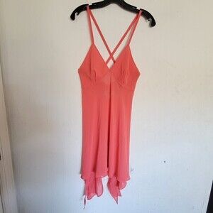 Victoria's Secret Collection Coral Pink Strappy Night Gown Sheer Dress Sz Small